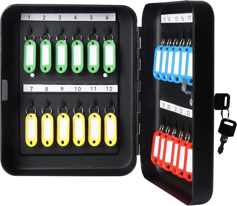 Parrency Key Cabinet Wall Mount,Locking Key Organizer, Key Storage Lock Box with Key Lock, Large Key Box for Outside, Key Cabinet Lock Box with 24 Hooks, 11 4/5" x 9 1/5" x 3" (Medium,Black) - Image 4